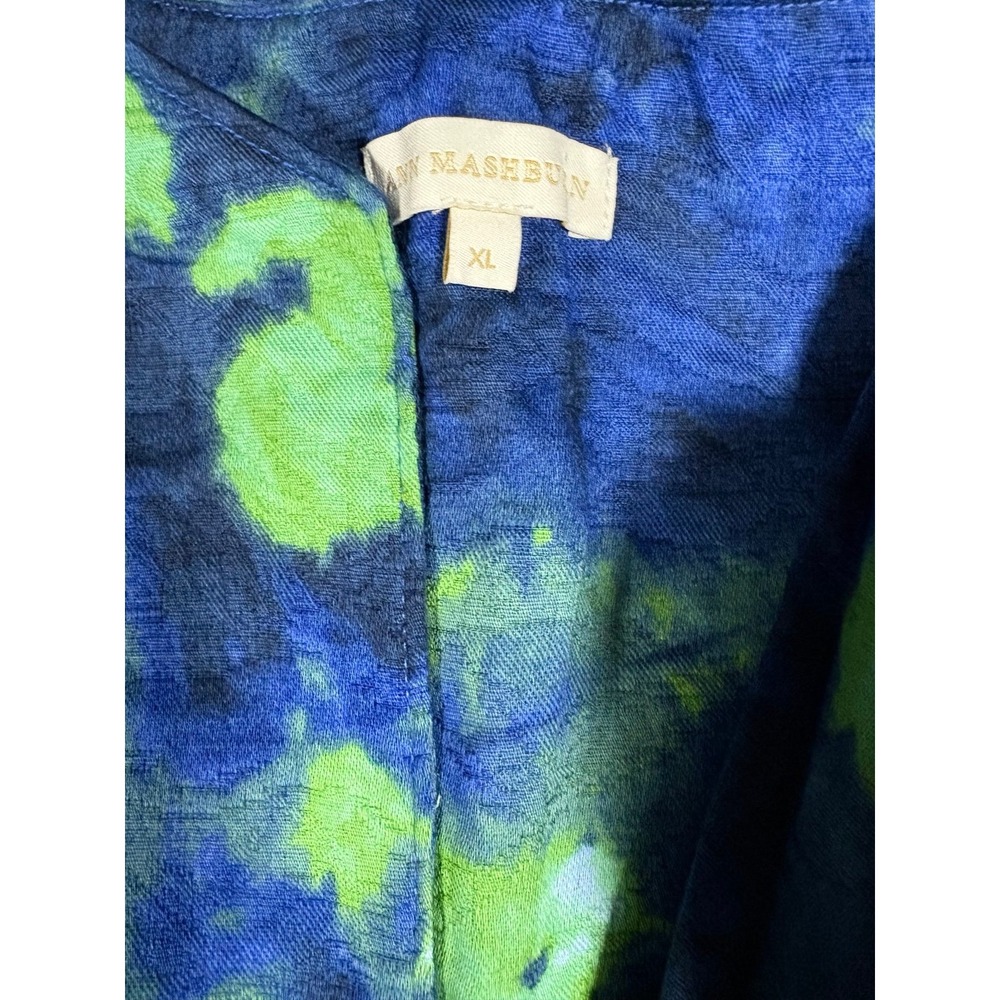 Ann Mashburn Tie Dye Split V-Neck Short Sleeve Top Size xl Cotton Boho Luxury - Picture 4 of 7